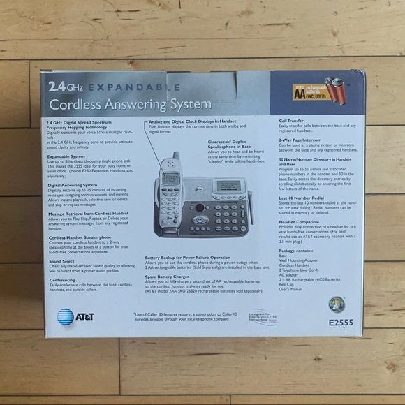 At&t Model E2555 Elite 2.4GHz Expandable Cordless Phone - Picture 2 of 4